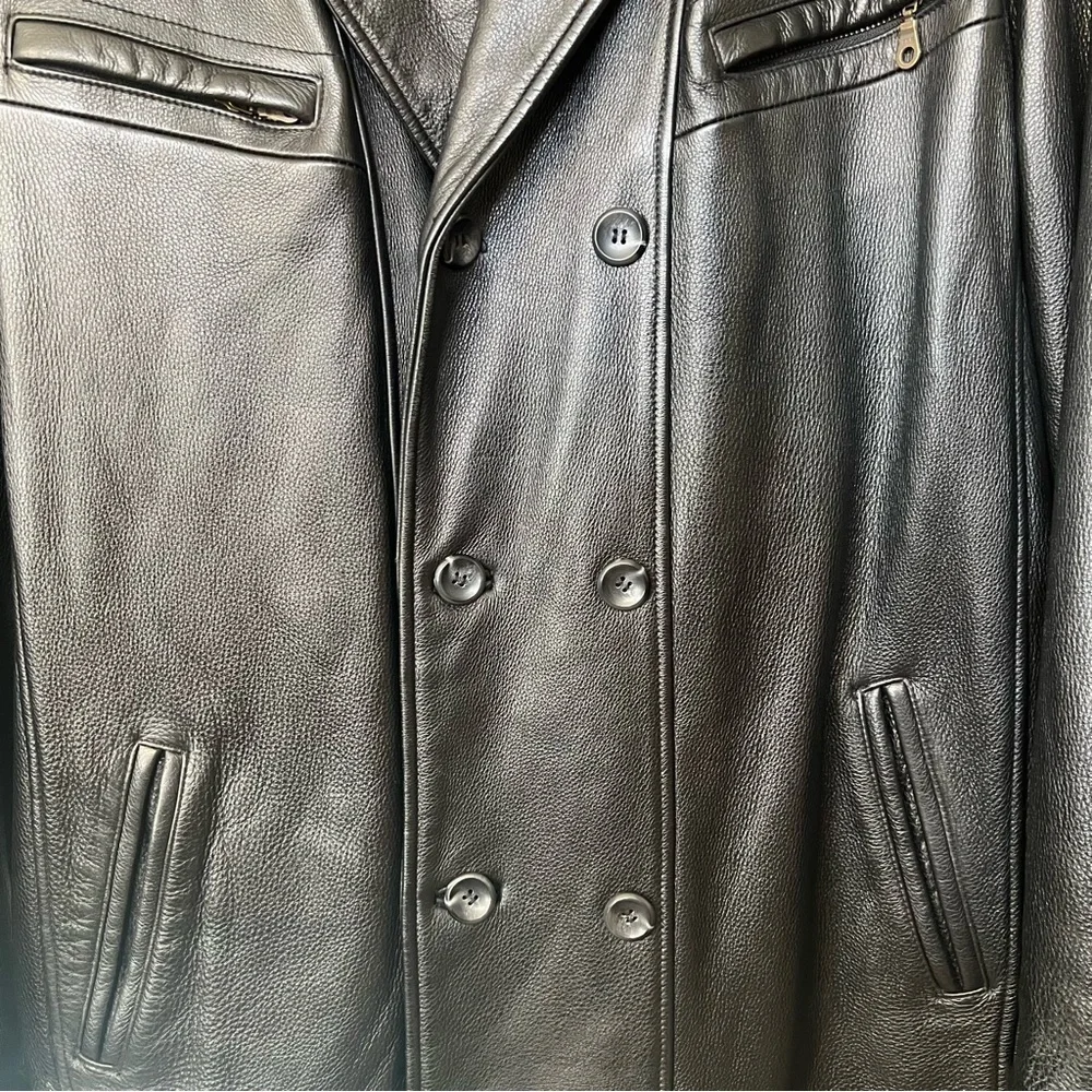 Pelle Studio Wilson’s Men’s Double Breasted Genuine Leather Black L Coat Jacket